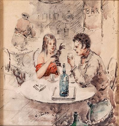 Figure al Tavolo di un Bar