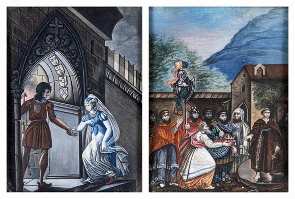 Pittore del XX secolo - a) Interno di chiesa  b) Incoronazione 