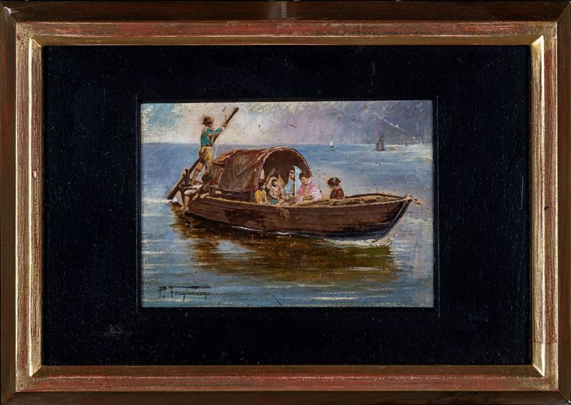 Pietro Fragiacomo - Barca con Personaggi