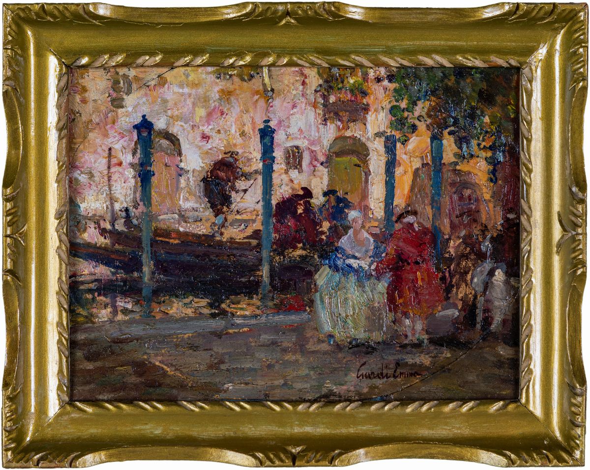 Pittore del XIX Secolo - Scorci Veneziani con Figure