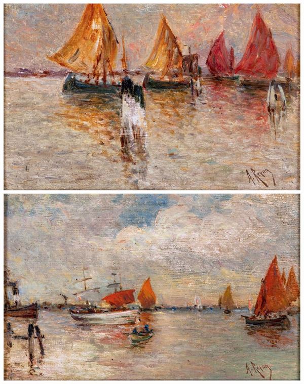Antonio Mar&#237;a Reyna Manescau - Barche in laguna  