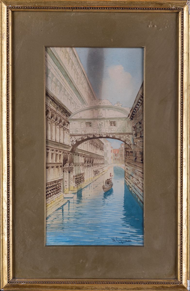 Nazareno Cipriani - A) Gondola sul Canal Grande B) Ponte dei Sospiri