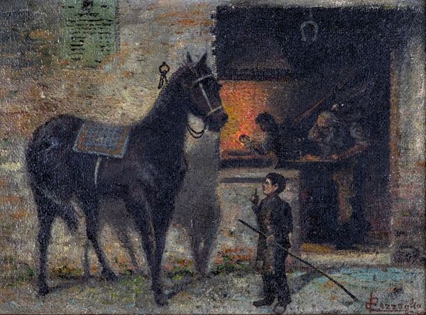 Pittore del XIX secolo - Giovane stalliere