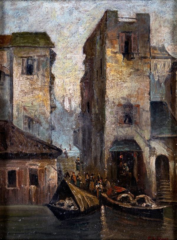 Pittore fine XIX/inizi XX secolo - Canale a Venezia