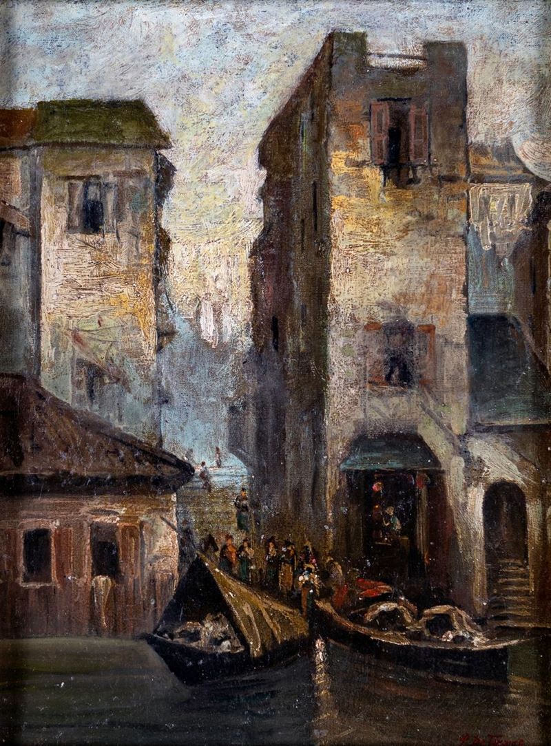 Pittore Fine XIX/inizi XX Secolo - Canale a Venezia