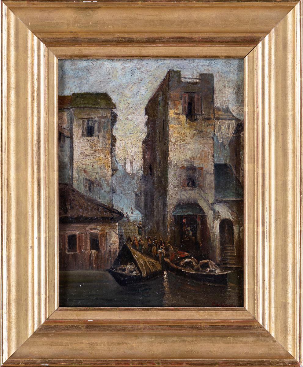Pittore Fine XIX/inizi XX Secolo - Canale a Venezia