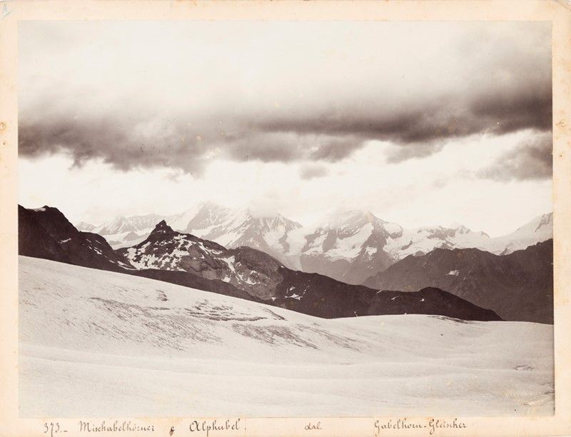 Scuola Napoletana della Fine del XIX Secolo - Mischalbelhorner, Alphubel al Levar del Sole dal Gh...