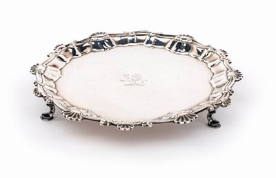 Piccolo Salver in Argento, Londra 1761, Argentiere Ec