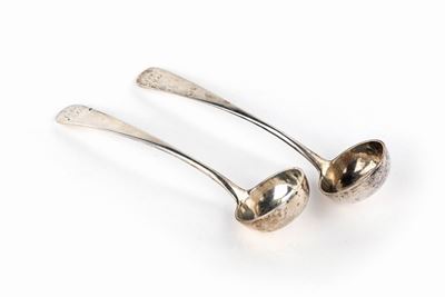Coppia di Piccoli Mestoli in Argento, Toscana, 1840