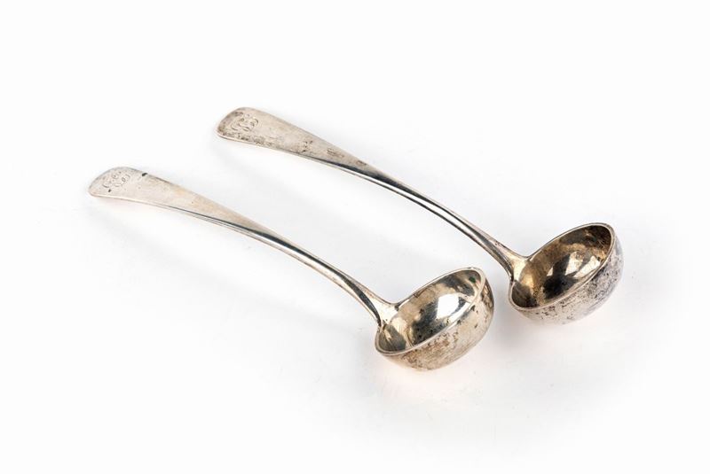 Coppia di Piccoli Mestoli in Argento, Toscana, 1840