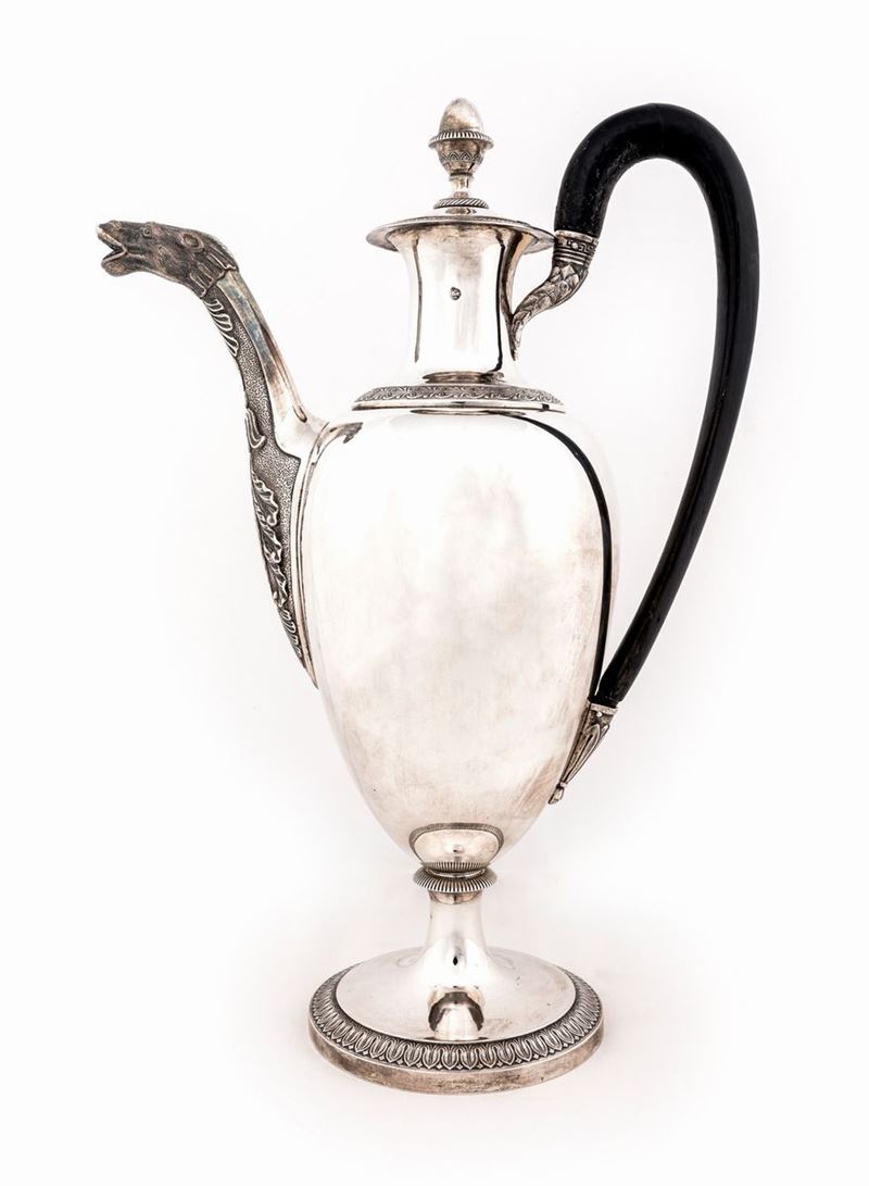 Grande Caffettiera Impero in Argento, Milano 1830 Ca. Argentiere Samuele Bigatti