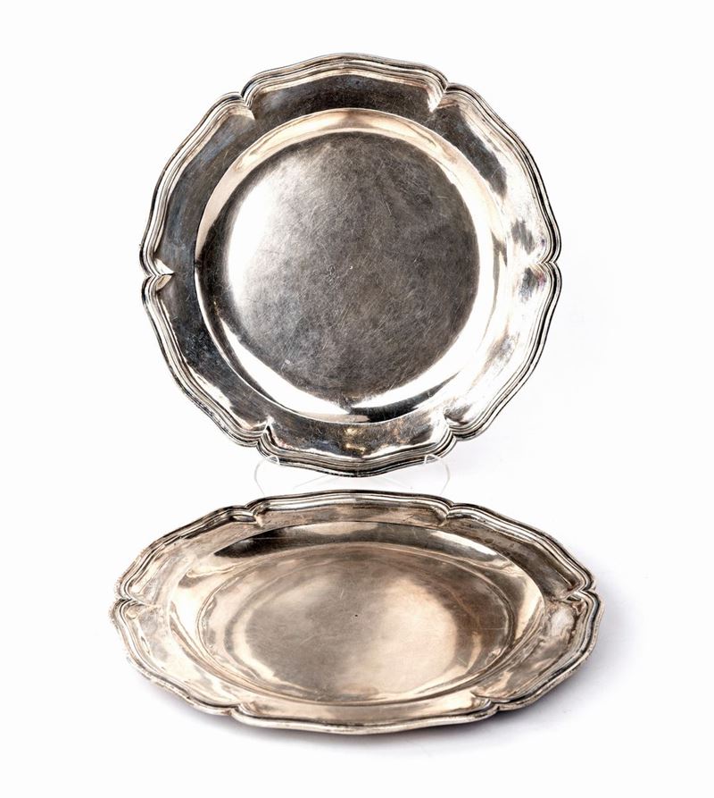 Coppia di Piatti in Argento, Roma, 1770 Ca., Argentiere Carlo Bartolotti