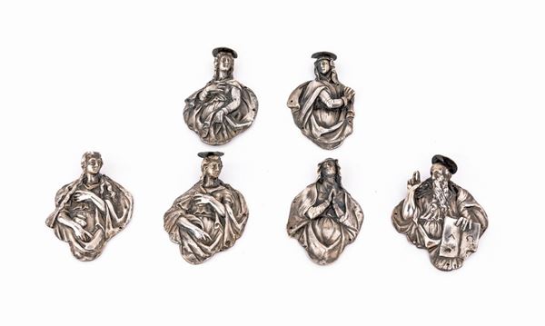 Lotto composto da sei placchette in argento, probabilmente Veneto, XVII secolo