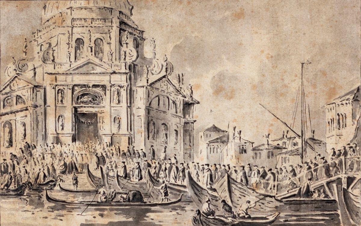 Pittore del XVIII Secolo - Processione per la Festa della Madonna della Salute a Venezia