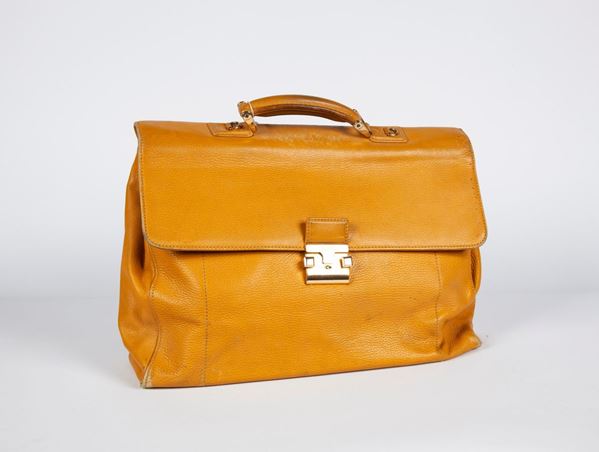 Pineider - borsa uomo in pelle color senape