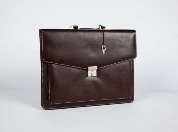 Borsa da uomo in pelle color marrone scuro