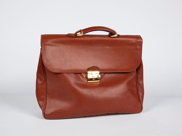Pineider - Borsa uomo in pelle marrone