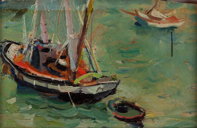 Max Weber - Veduta di Marina con Barche