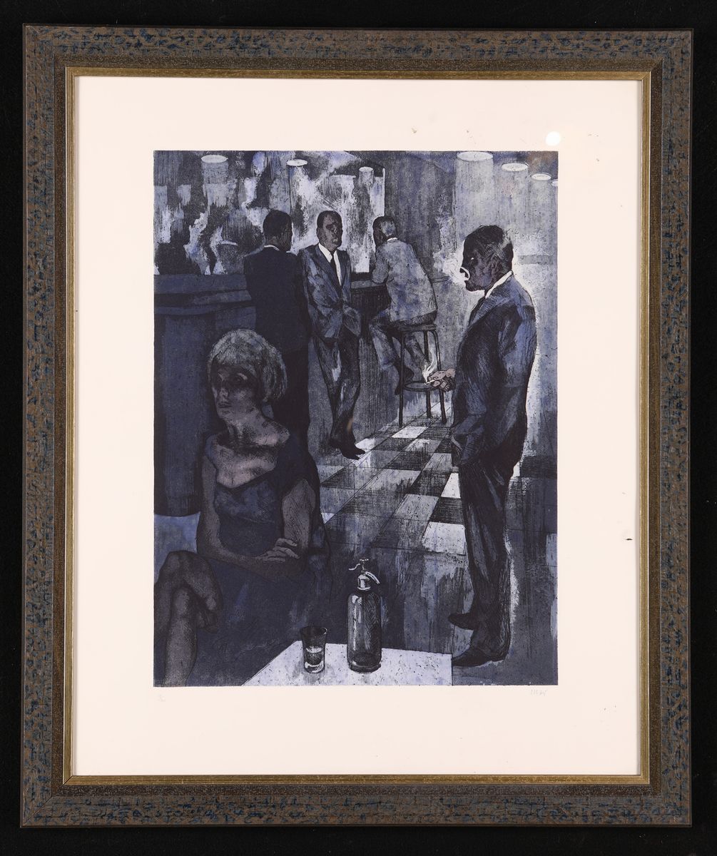 Alberto Sughi - Scena di Interno al Bar 9/100 Interno Bar Blu