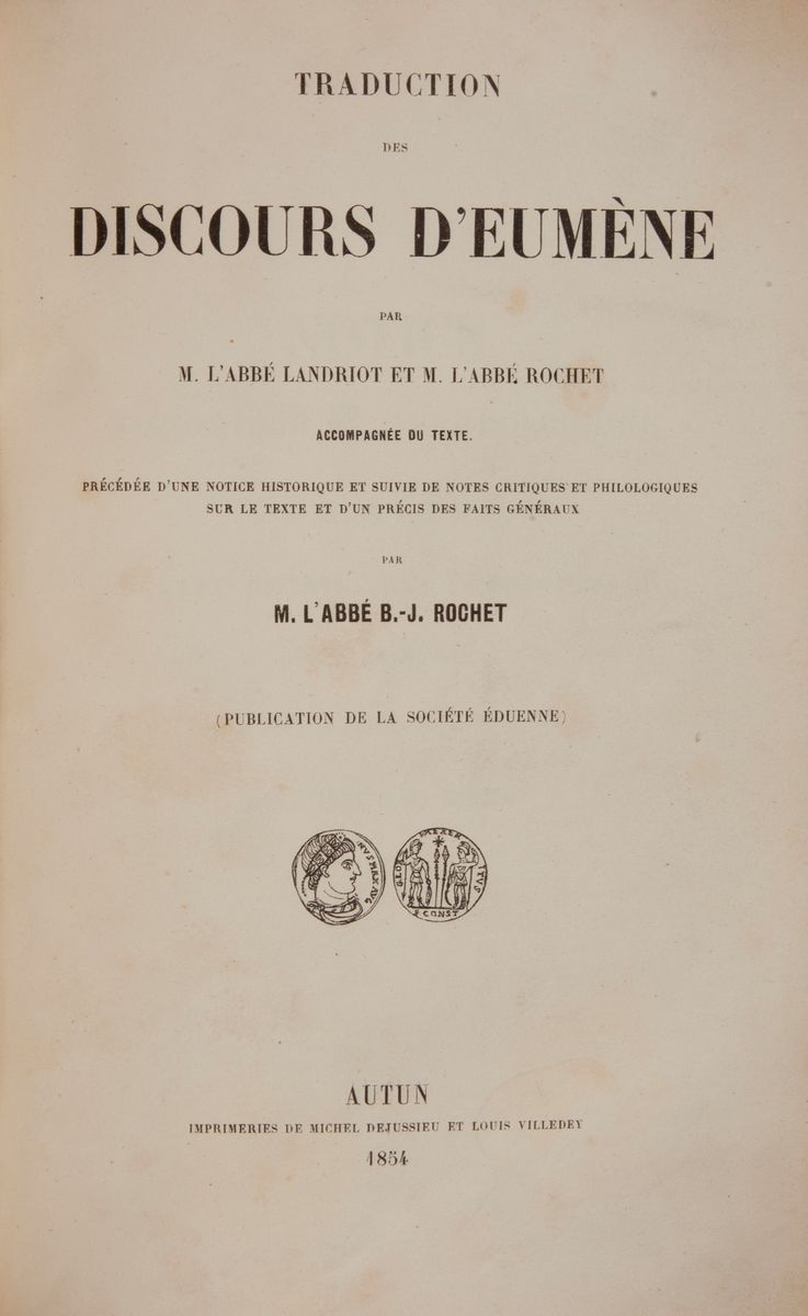 Abbe Landriot - Abbè Rochet. Traduction Des Discours D'eumene