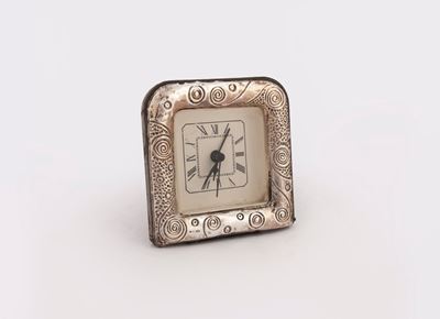 Orologio da Tavolo al Quarzo con Sveglia in Lamina D'argento 996/1000