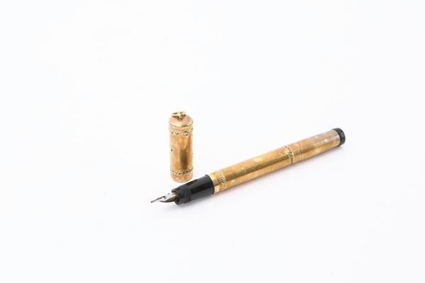 Anglo Amer - Penna stilografica vintage laminata in oro 18 kt