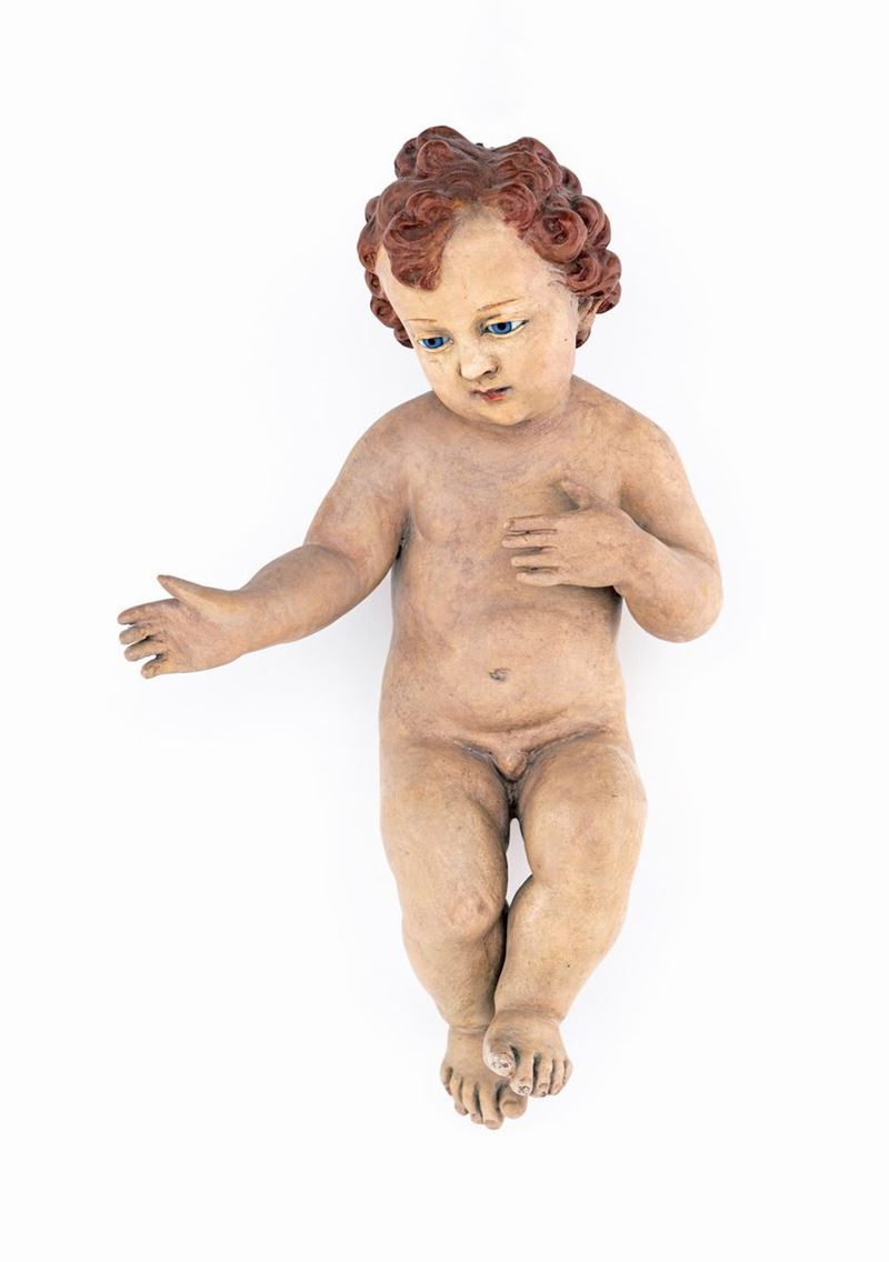 Gesù Bambino Benedicente in Terracotta Policroma