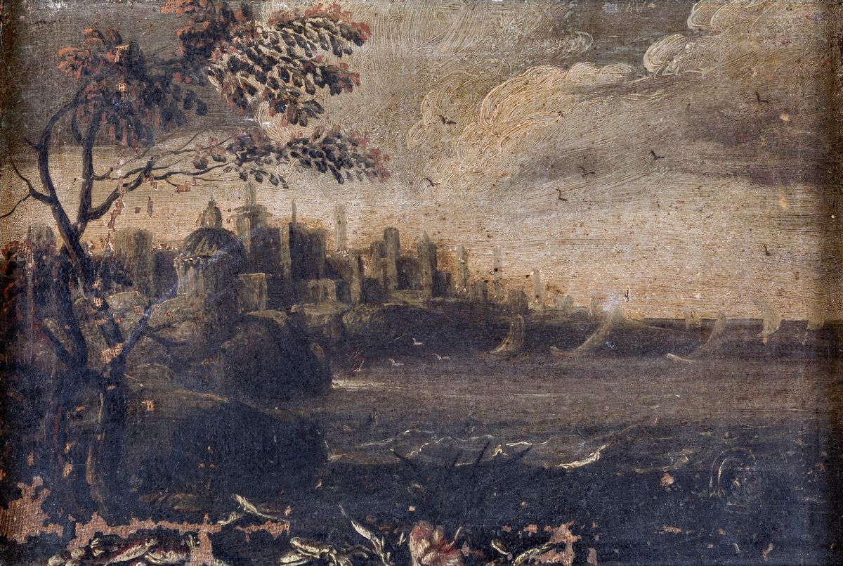 Scuola Veneta del XVII Secolo - Veduta di Città Portuale