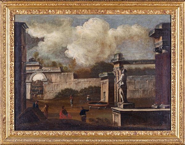 Pittore lombardo del XVIII secolo - Capriccio architettonico