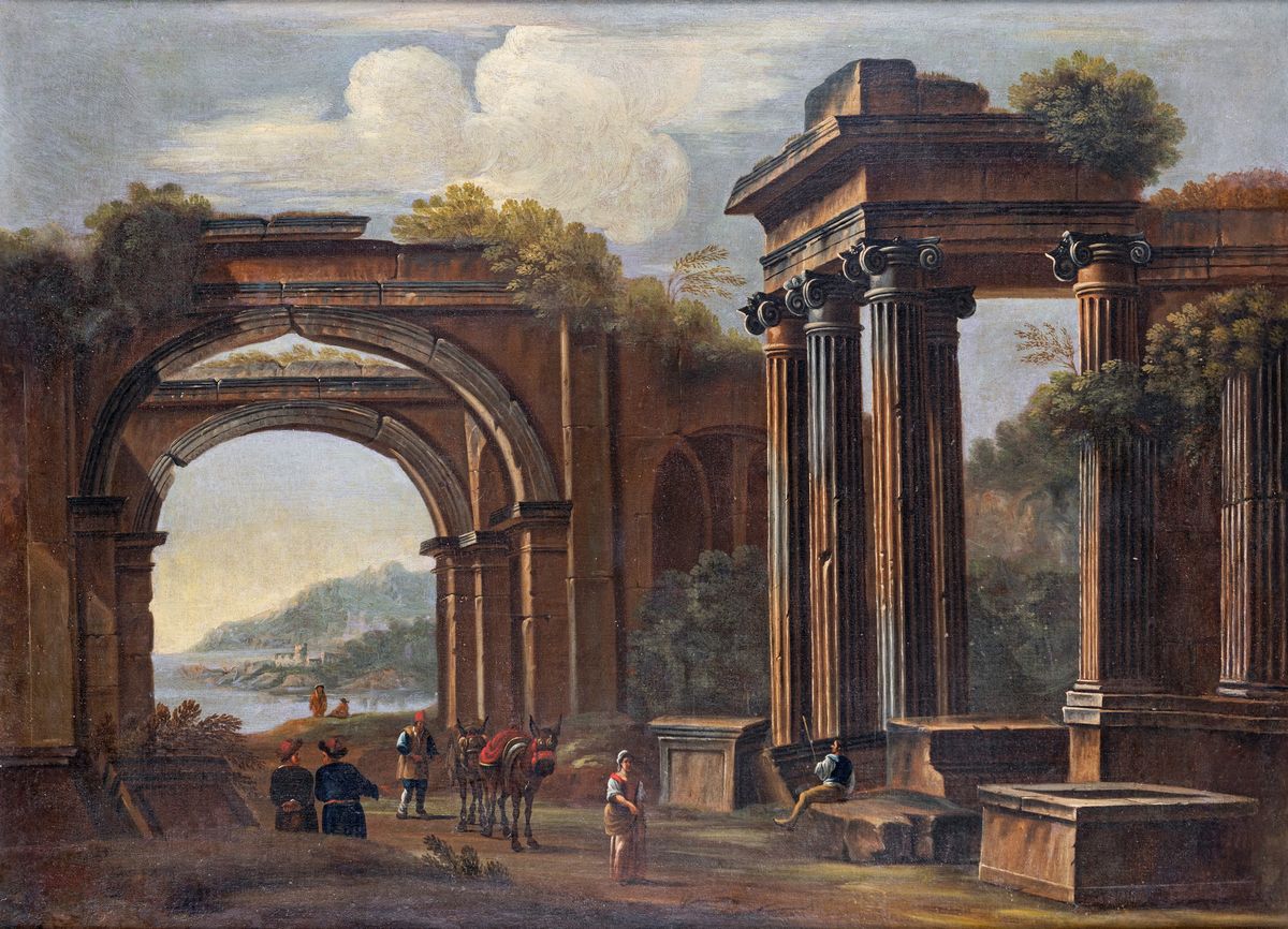 Pittore Lombardo del XVIII Secolo - Capriccio Architettonico