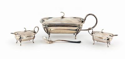 Formaggera e Coppia di Saliere in Argento 800, Italia