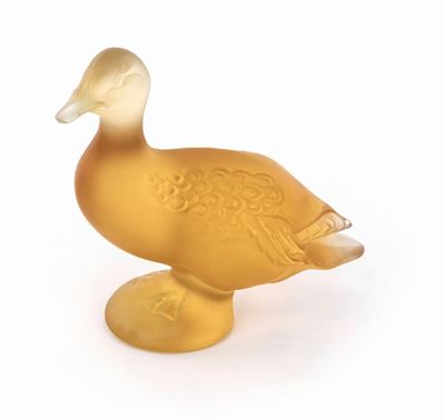 Anatra in Vetro Giallo, Lalique, Francia