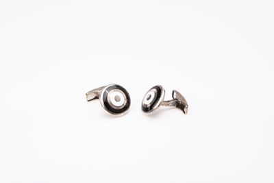 Gemelli in Argento e Smalto Bianco e Nero