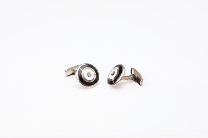 Gemelli in Argento e Smalto Bianco e Nero