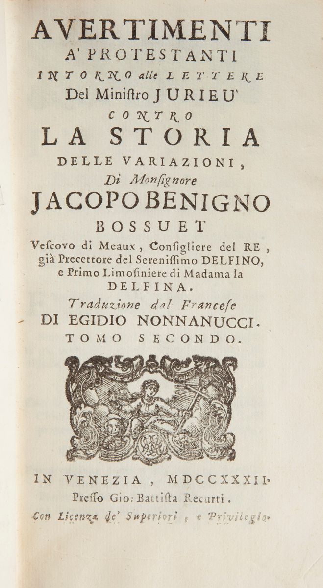 Jacopo Benigno Bossuet. Avvertimenti ai Protestanti