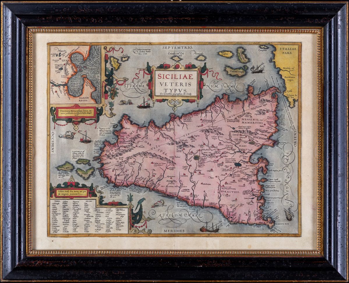 Abraham Ortelius - Siciliae Veteris Typus Conatibus Geographicis Ab. Ortelij