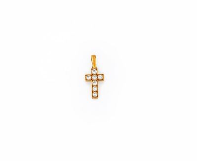 Croce in Oro Giallo con Brillanti
