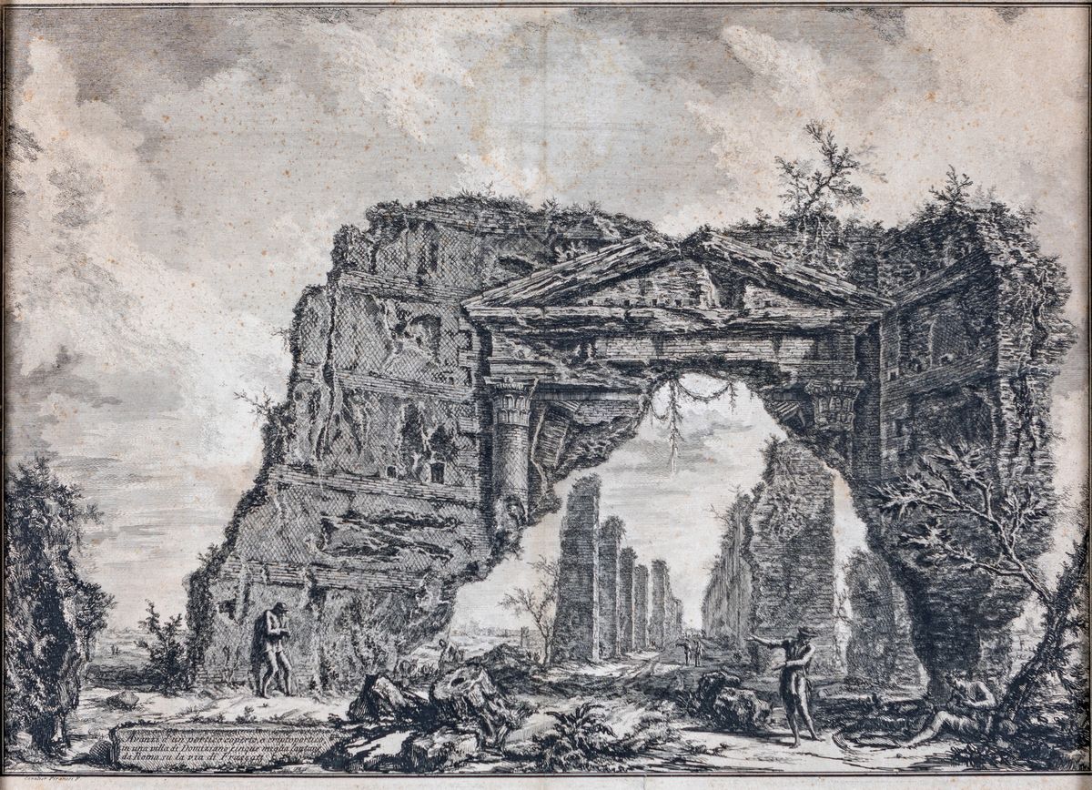 Giovanni Battista Piranesi - Avanzi di un Portico Coperto, a Criptoportico, in una Villa di Domiz...