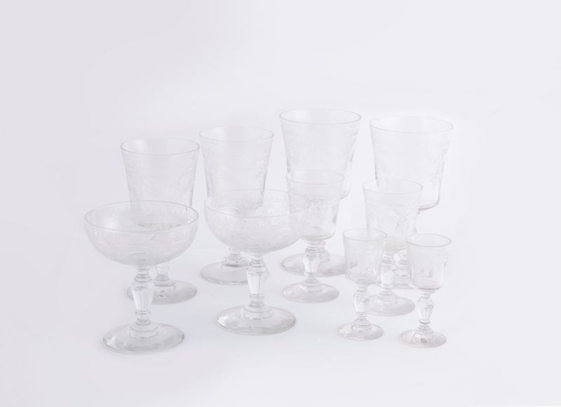 Servizio di bicchieri a calice in cristallo