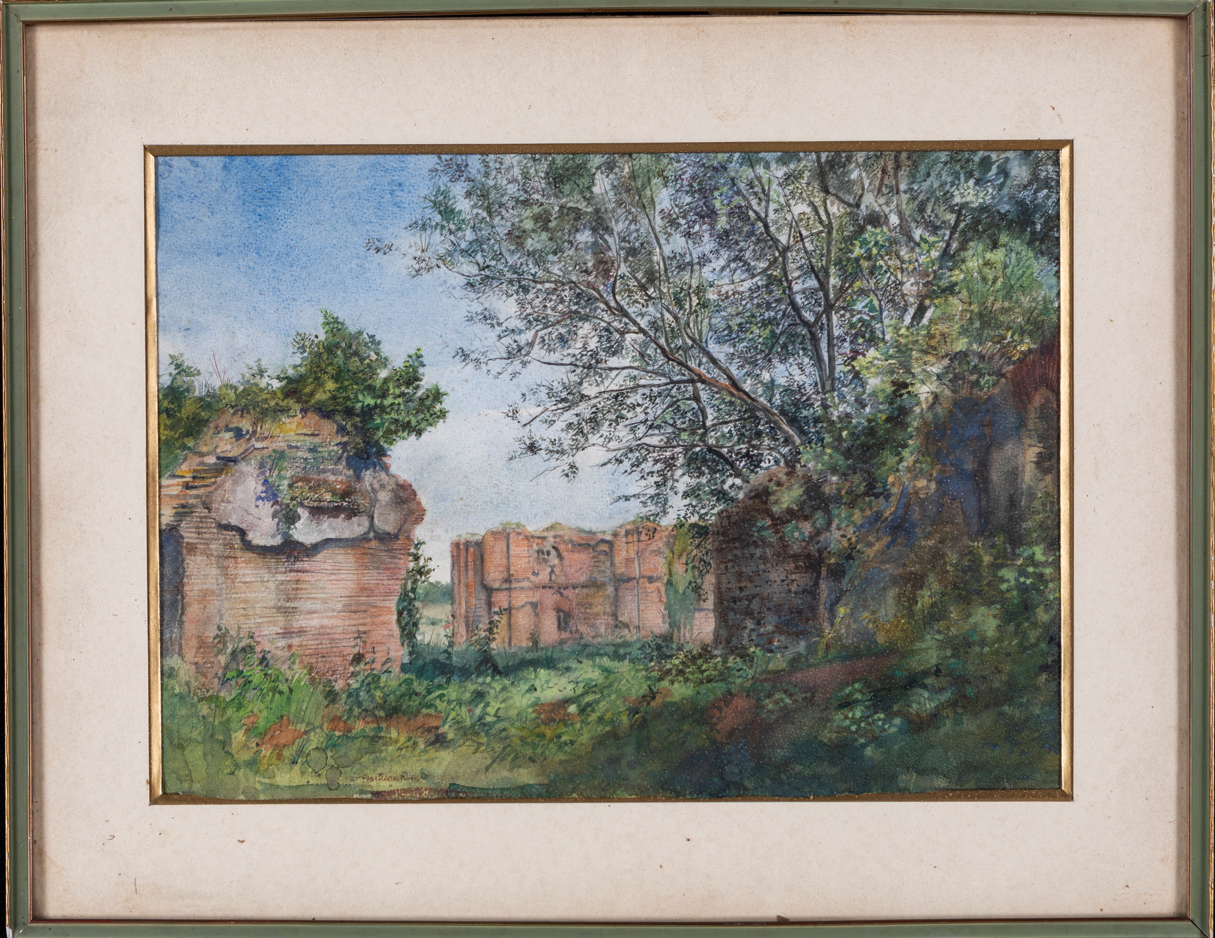 Anonimo del XIX Secolo - A) Paesaggio con Rovine B) Paesaggio con Paese in Lontananza