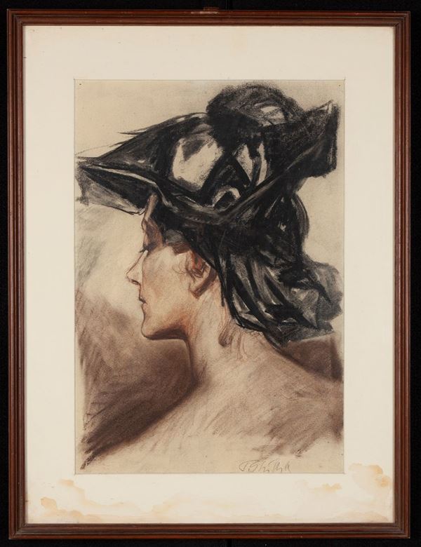 Paulo Ghiglia - Ritratto di donna con cappello