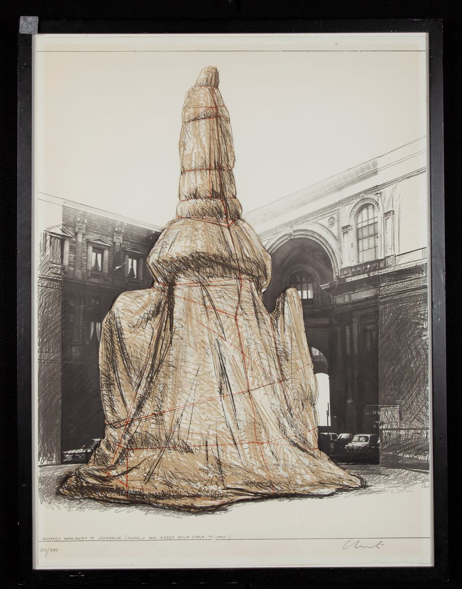 Christo - Wrapped Monument To Lonardo. Project For Piazza della Scala, Milano