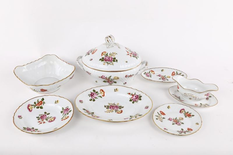 Servizio da Tavola in Porcellana, Decoro "fleurs Donnibarozopi", Pittoria Richard Ginori