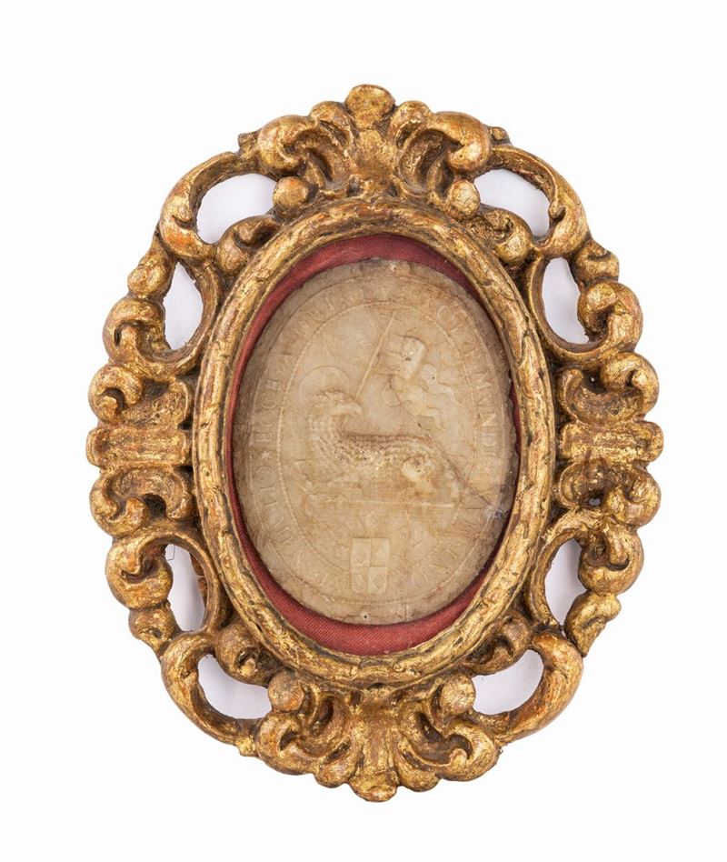 Agnus dei con Cornice in Legno Dorato