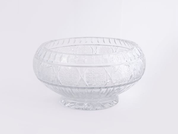 Grande coppa centrotavola in cristallo intagliato  - Asta Asta a Tempo - L'Arte del Vetro - Casa d'Aste Arcadia