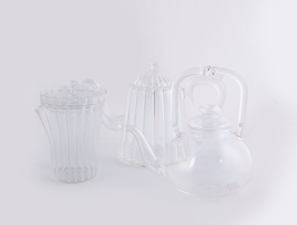 Tre teiere diverse in vetro soffiato, Mariage Frères