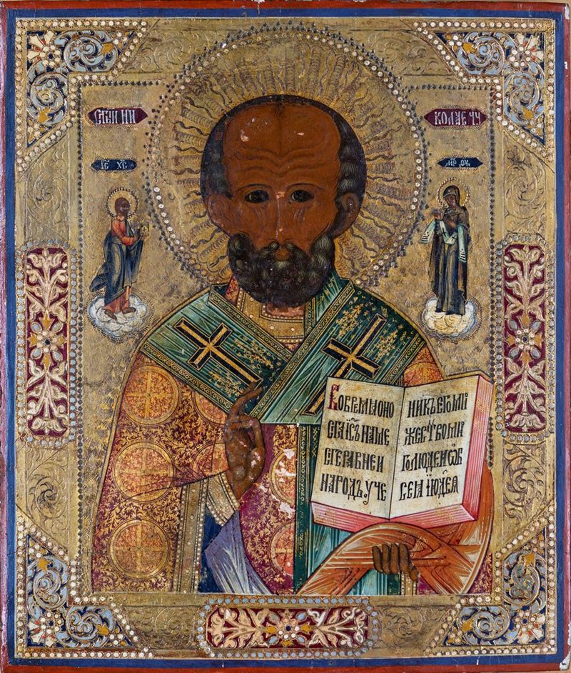 Pittore Russo degli Inizi del XX Secolo - Icona Raffigurante San Nicola Taumaturgo
