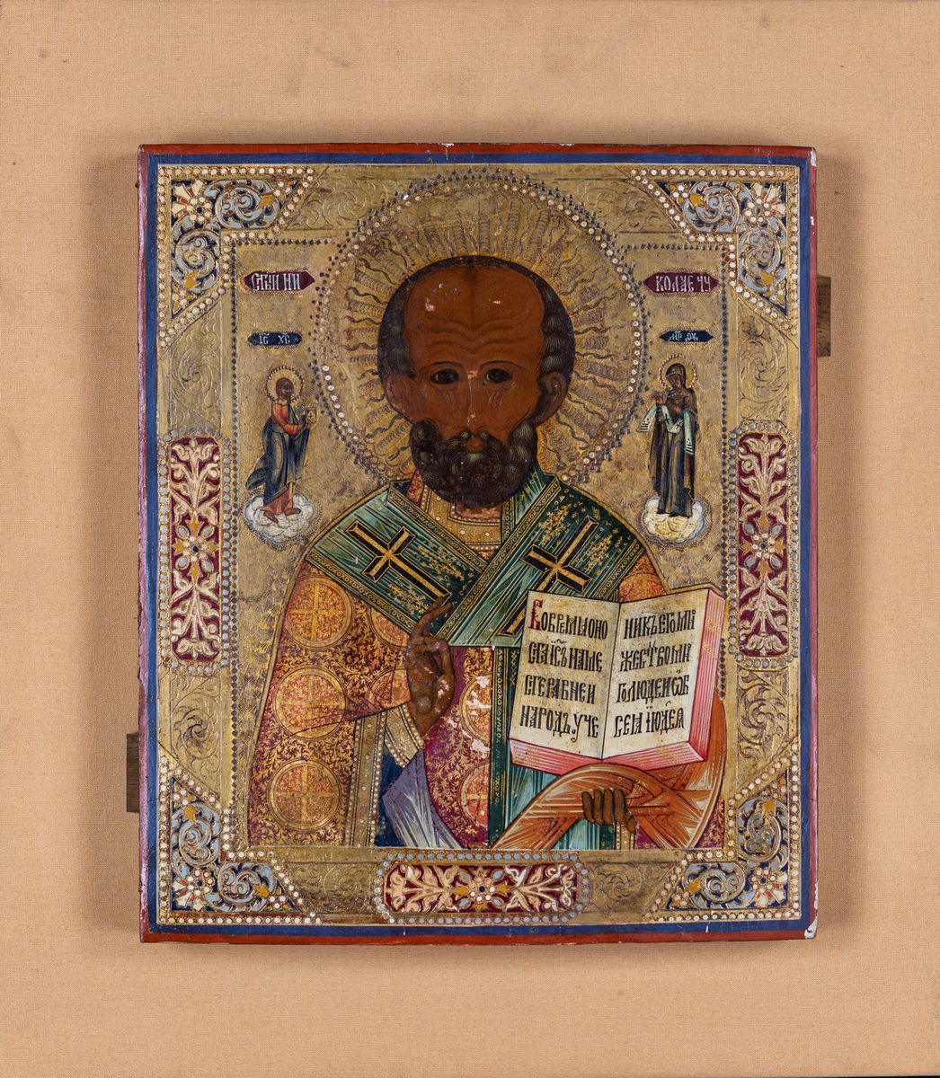 Pittore Russo degli Inizi del XX Secolo - Icona Raffigurante San Nicola Taumaturgo