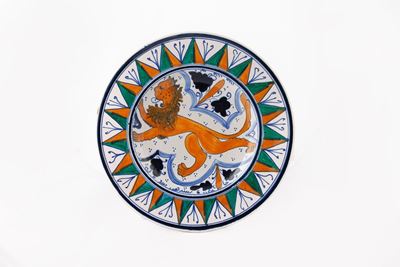 Piatto in Ceramica Policroma, XX Secolo