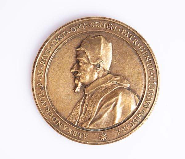 Medaglia in bronzo Alessandro VII Stato Pontificio - Roma Fusione posteriore